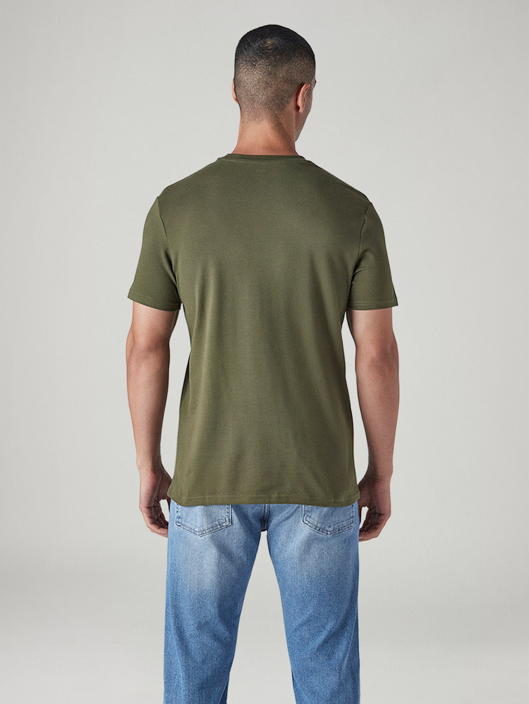 Men's Solid Slim Fit Pique T-Shirt - Back View