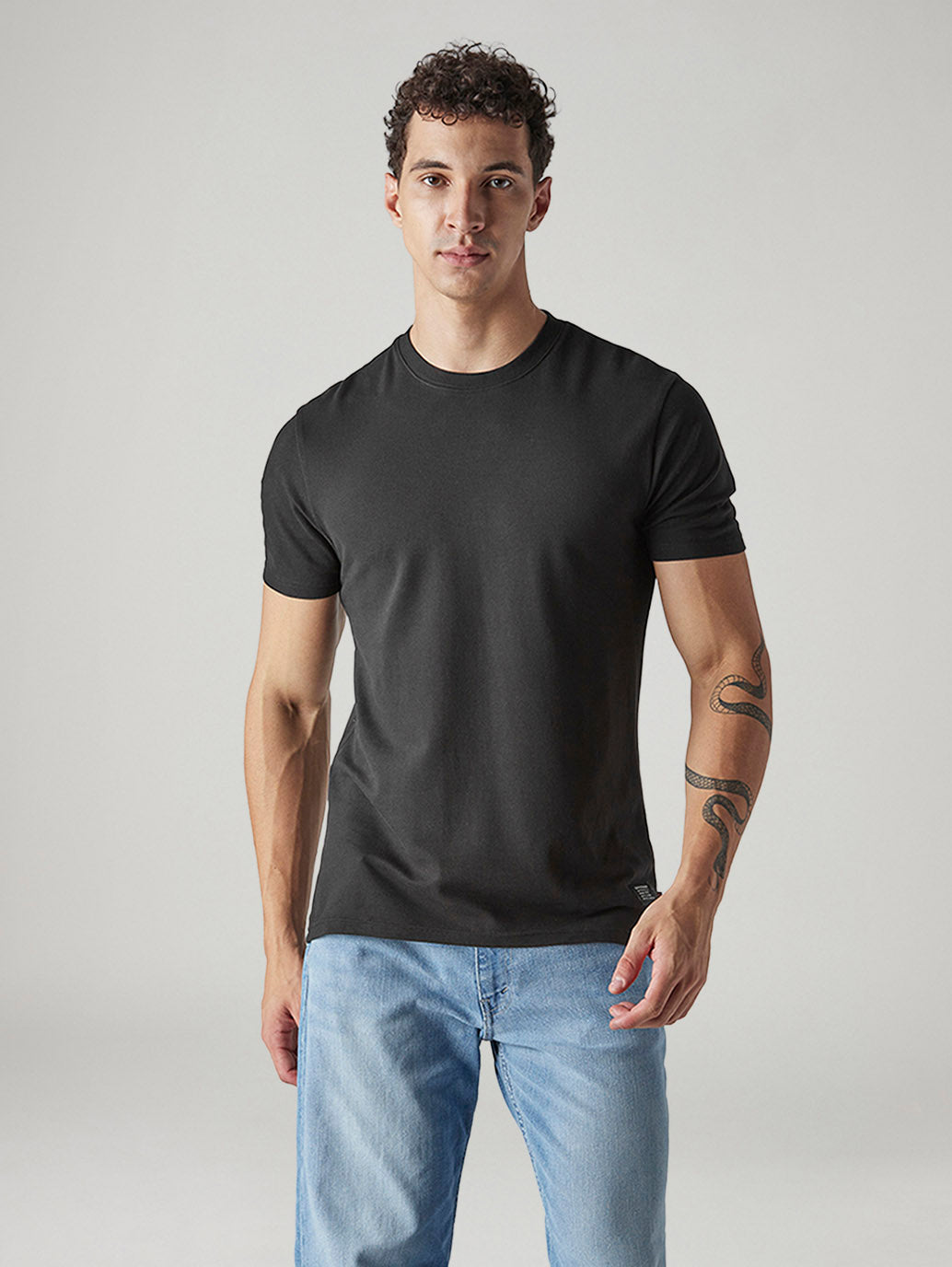 Men's Solid Slim Fit Pique T-Shirt - Front View
