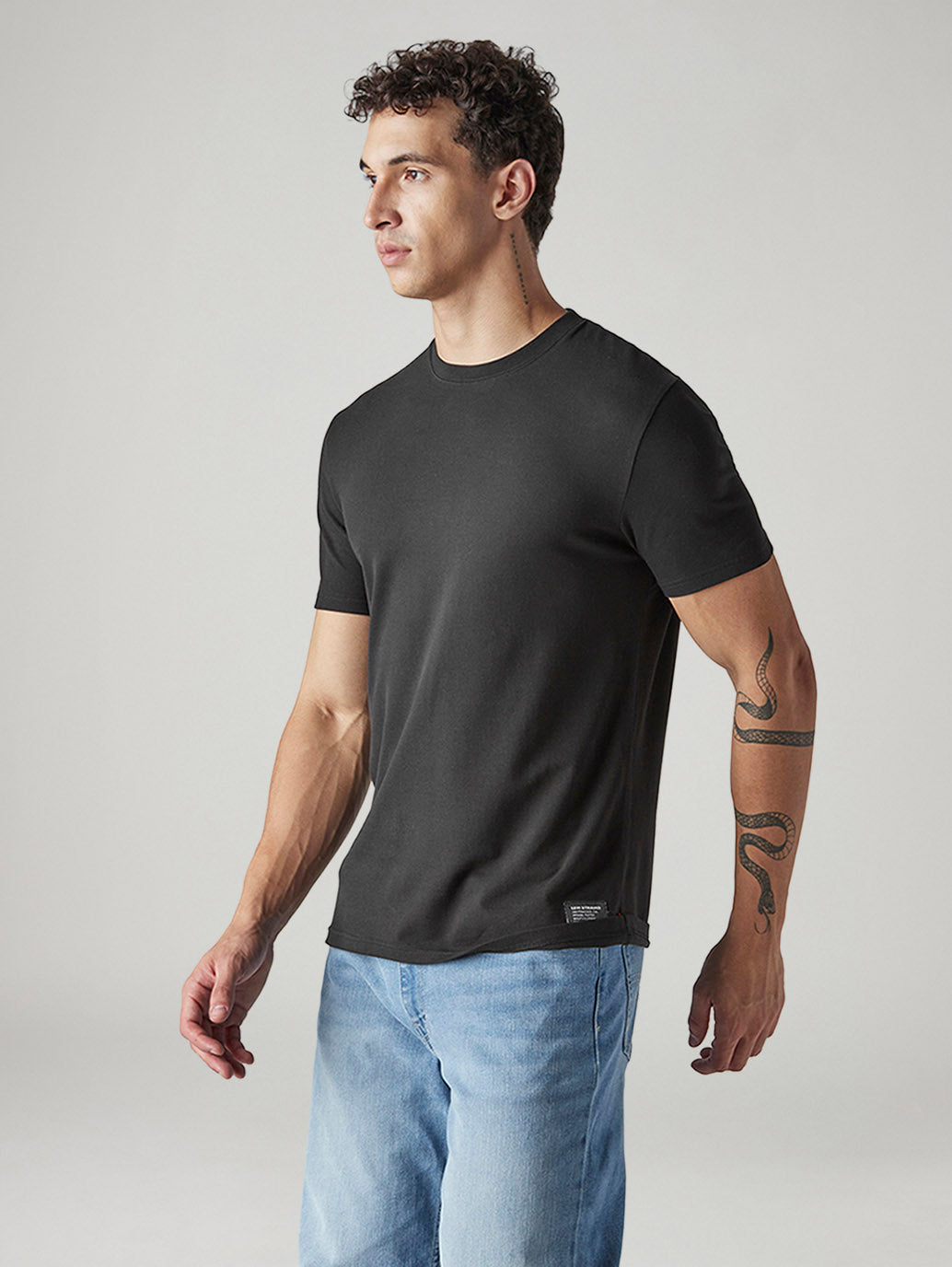 Men's Solid Slim Fit Pique T-Shirt - Side View