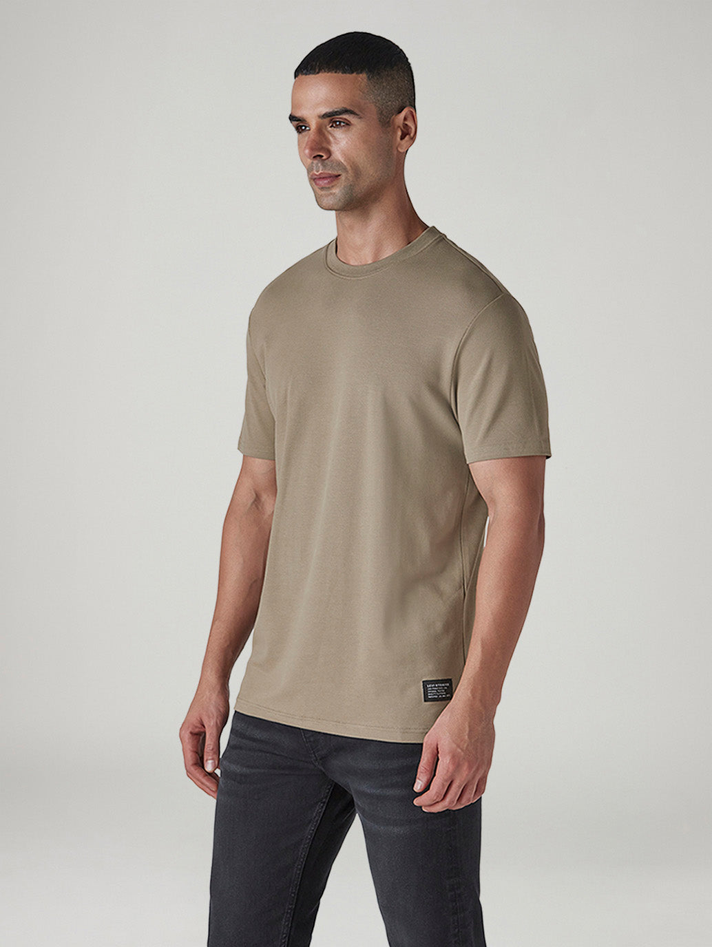 Men's Solid Regular Fit Pique T-Shirt - Side View