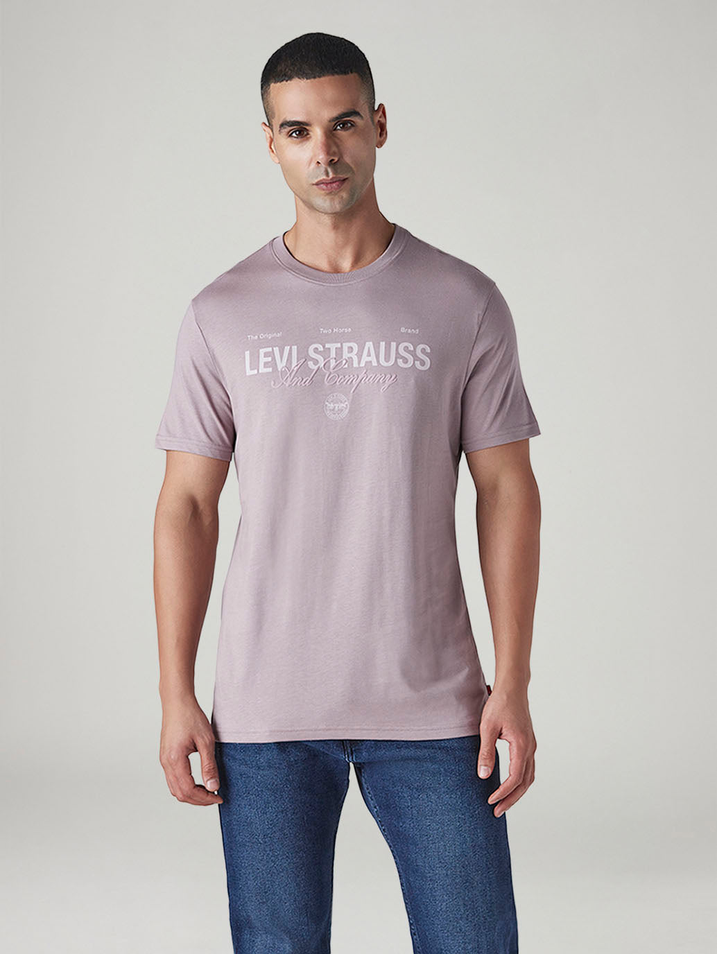 Men's Typography Printed Slim Fit Jersey T-Shirt - Front View