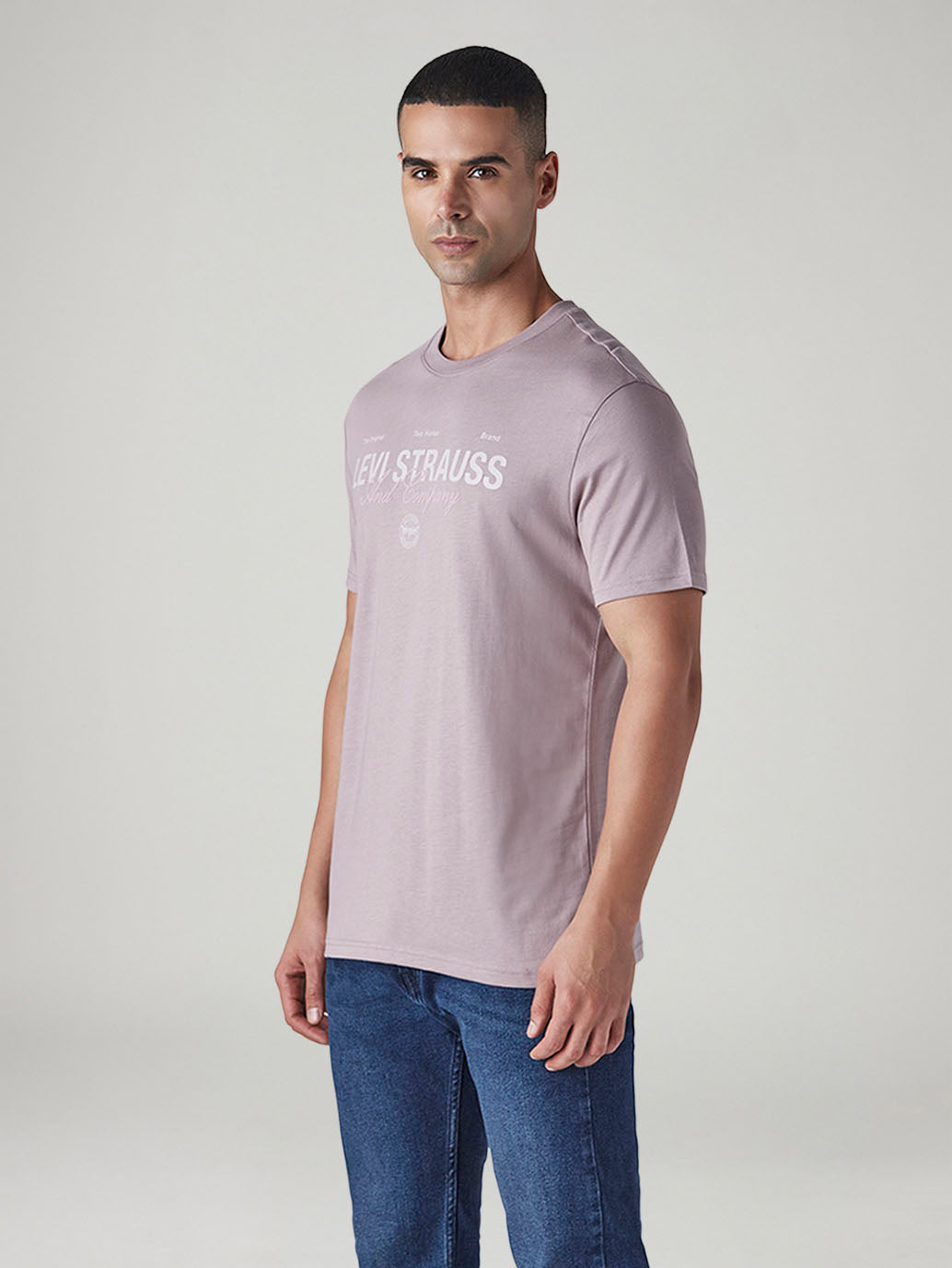 Men's Typography Printed Slim Fit Jersey T-Shirt - Side View