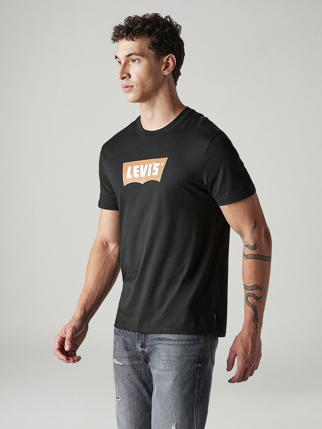 Men's Logo Printed Slim Fit Jersey T-Shirt - Side View