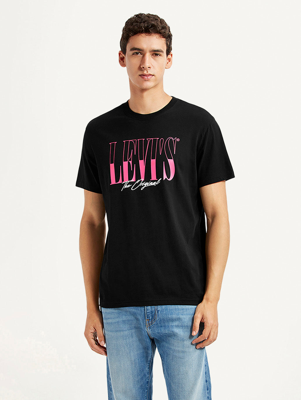 Men's Brand Logo Black Slim Fit T-shirt