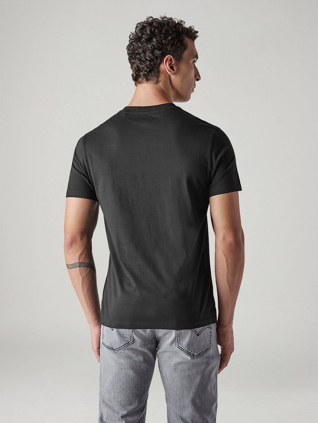 Men's Solid Slim Fit Jersey T-Shirt - Back View