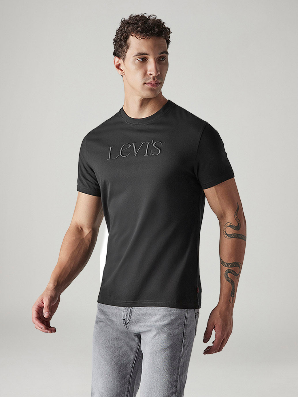 Men's Solid Slim Fit Jersey T-Shirt - Side View