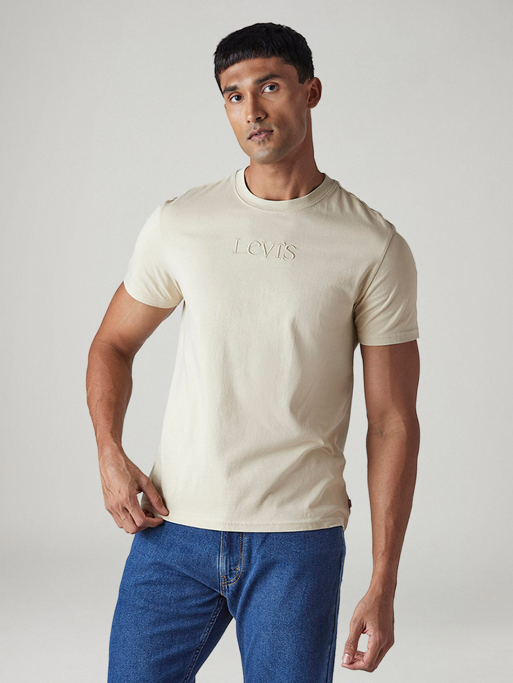 Men's Embroidered Slim Fit Jersey T-Shirt - Front View