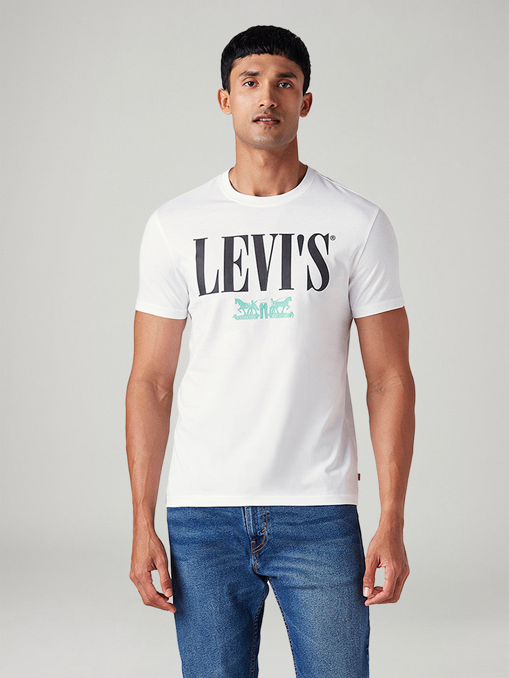 Men's Logo Printed Slim Fit T-Shirt - Front View