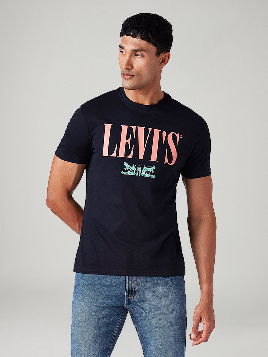Men's Logo Printed Slim Fit T-Shirt - Front View