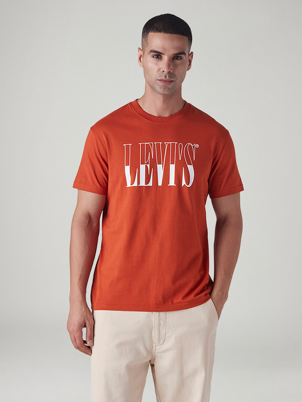 Men's Logo Printed Slim Fit T-Shirt - Front View