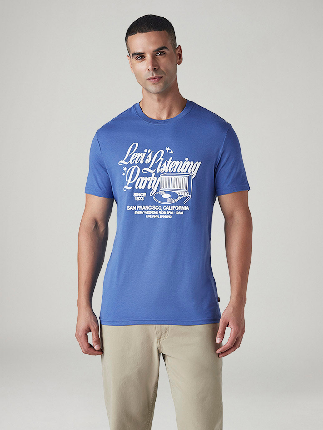Men's Graphic Print Slim Fit Jersey T-Shirt - Front View