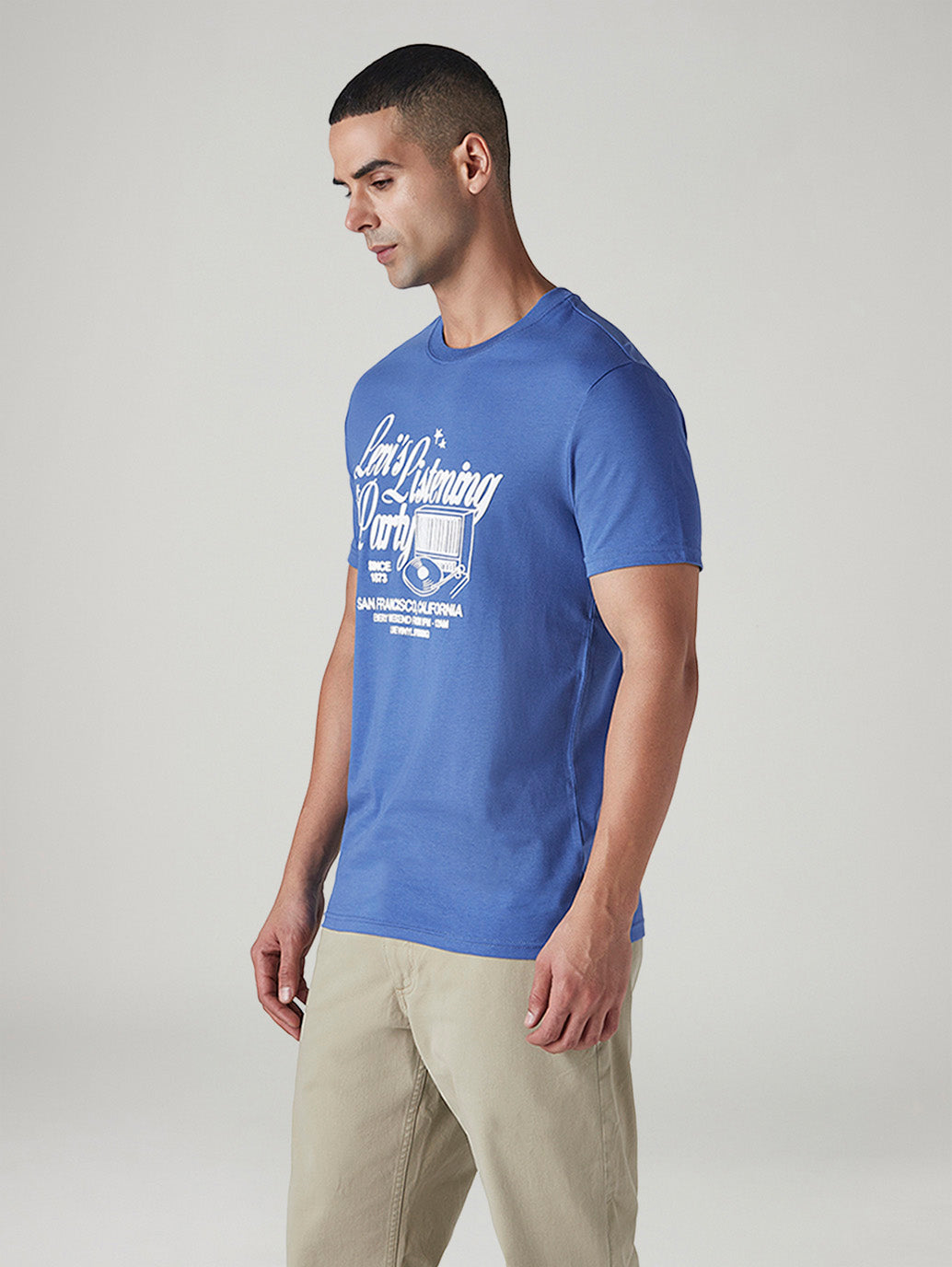Men's Graphic Print Slim Fit Jersey T-Shirt - Side View