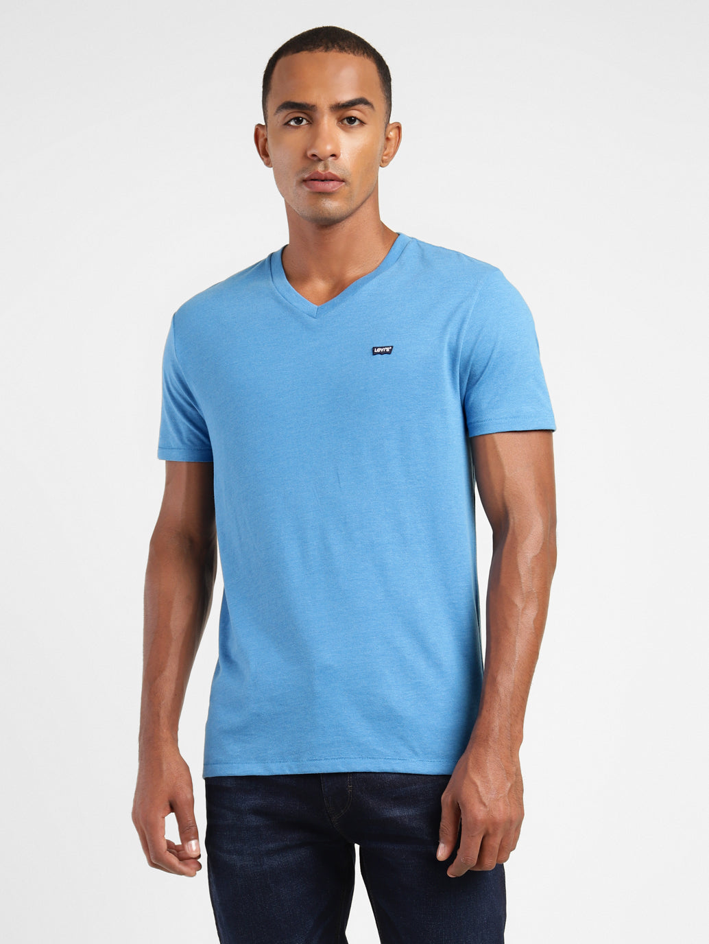 Men's Solid V Neck T-shirt Blue - 2dc1b503-4d97-4d67-b42e-c3b72c85dc4b View