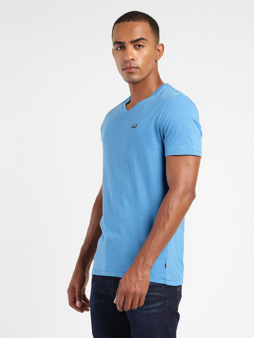 Men's Solid V Neck T-shirt Blue - c3c065f2-0c6e-49af-aed0-30aa11c3a975 View