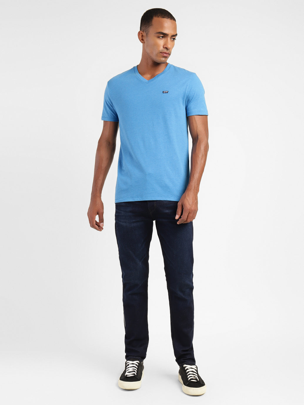 Men's Solid V Neck T-shirt Blue - a04cce3b-da6e-4123-b375-7e04aa96625d View