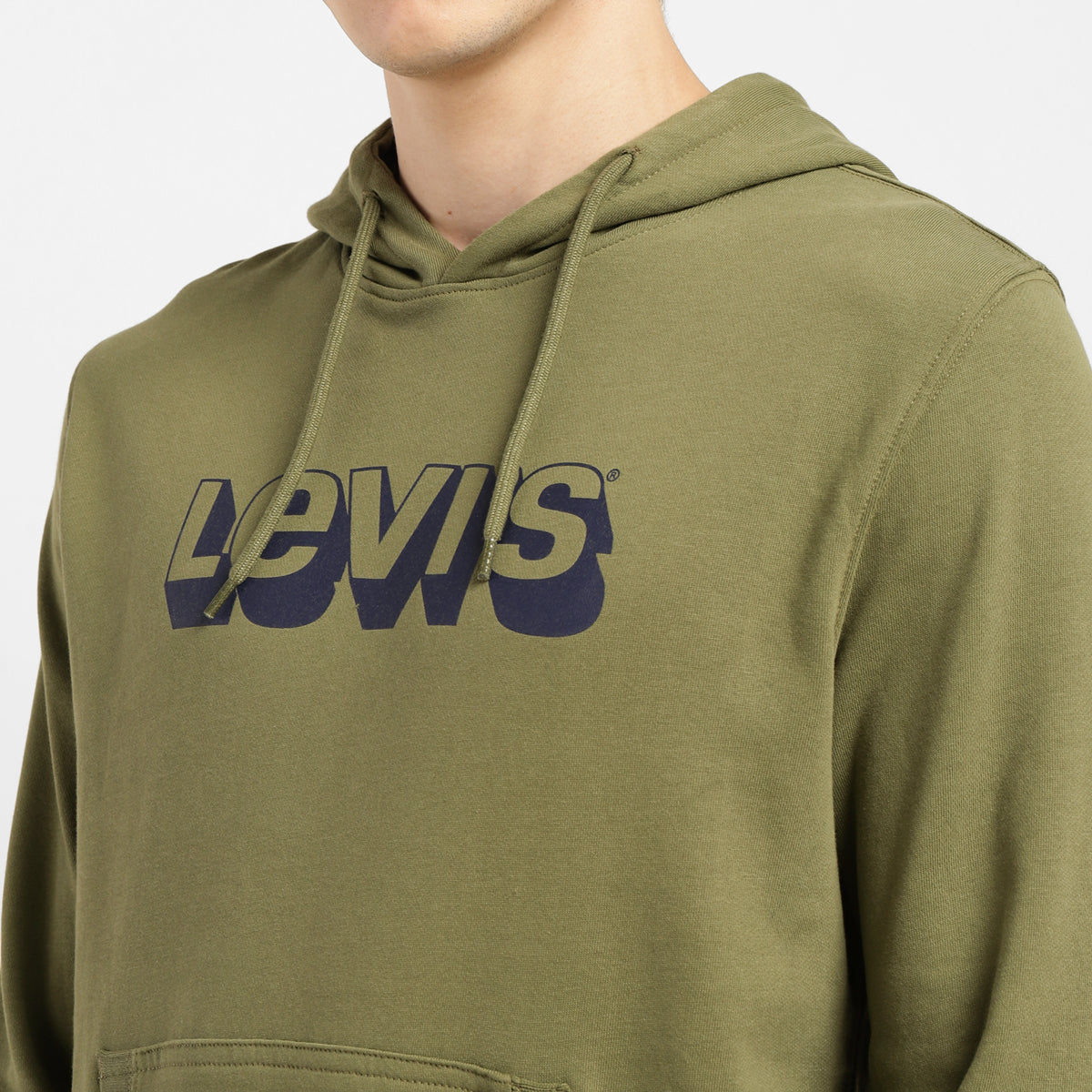 Men's Graphic Print Green Hooded Sweatshirt - Frontdetails View