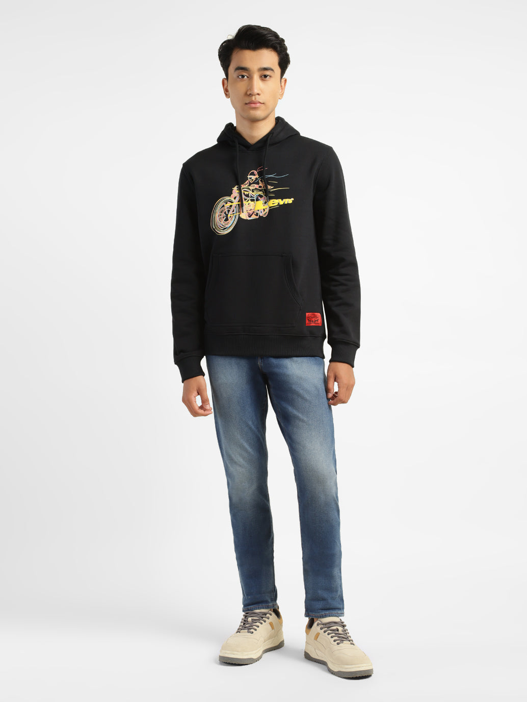 Men's Graphic Black Hooded Sweatshirt - 76c70a17-9a08-4a3d-8850-676a0895c09d View