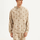 Men's Printed Khaki Hooded Sweatshirt - Front View