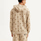 Men's Printed Khaki Hooded Sweatshirt - Back View