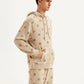 Men's Printed Khaki Hooded Sweatshirt - Side View