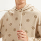 Men's Printed Khaki Hooded Sweatshirt - Detail View