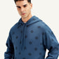 Men's Printed Navy Hooded Sweatshirt - Elevated View