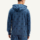 Men's Printed Navy Hooded Sweatshirt - Back View