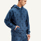 Men's Printed Navy Hooded Sweatshirt - Side View