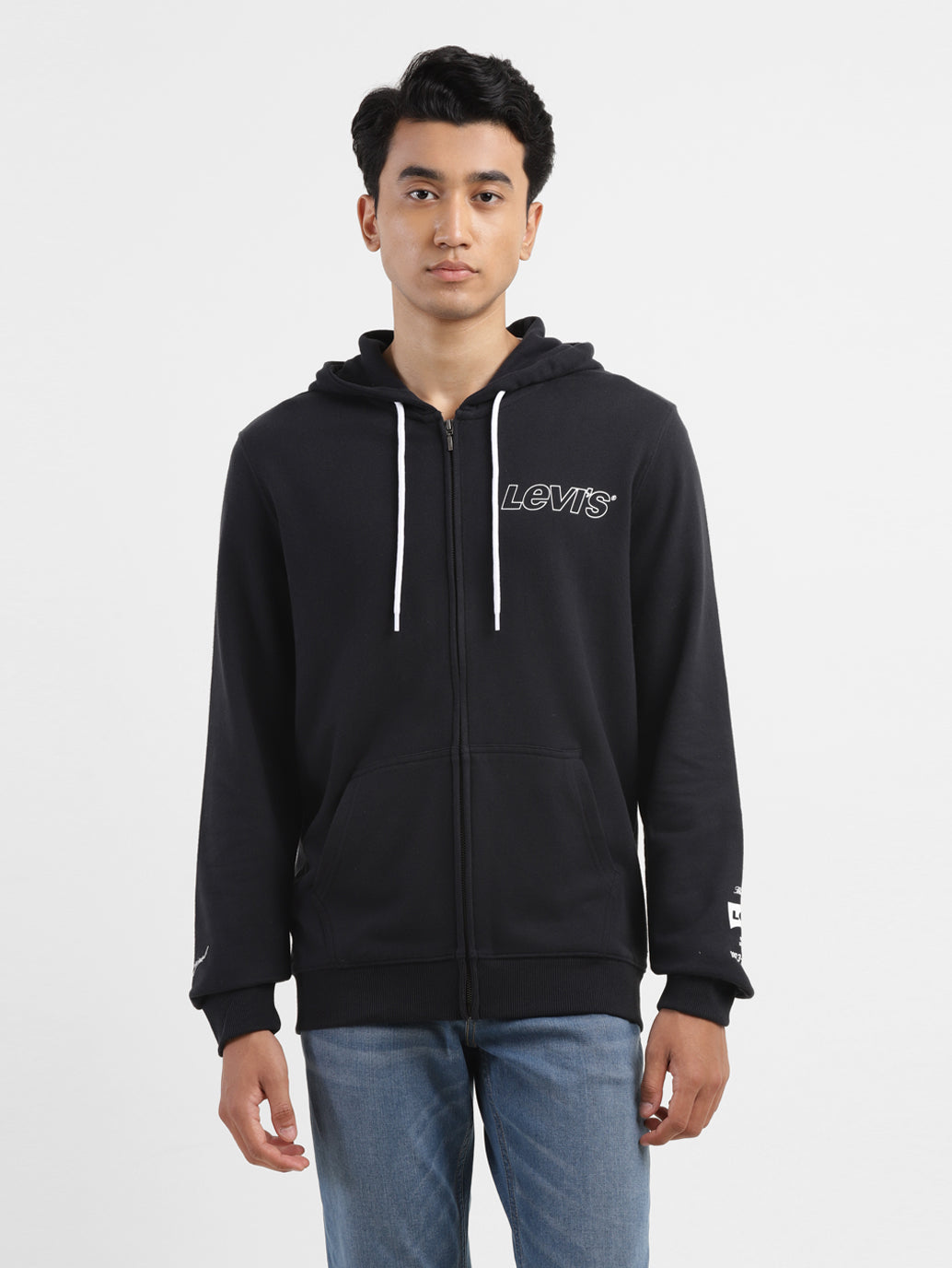 Men's Brand Logo Black Hooded Sweatshirt - a53d6e24-b310-4058-9684-5bdb70a20bd9 View