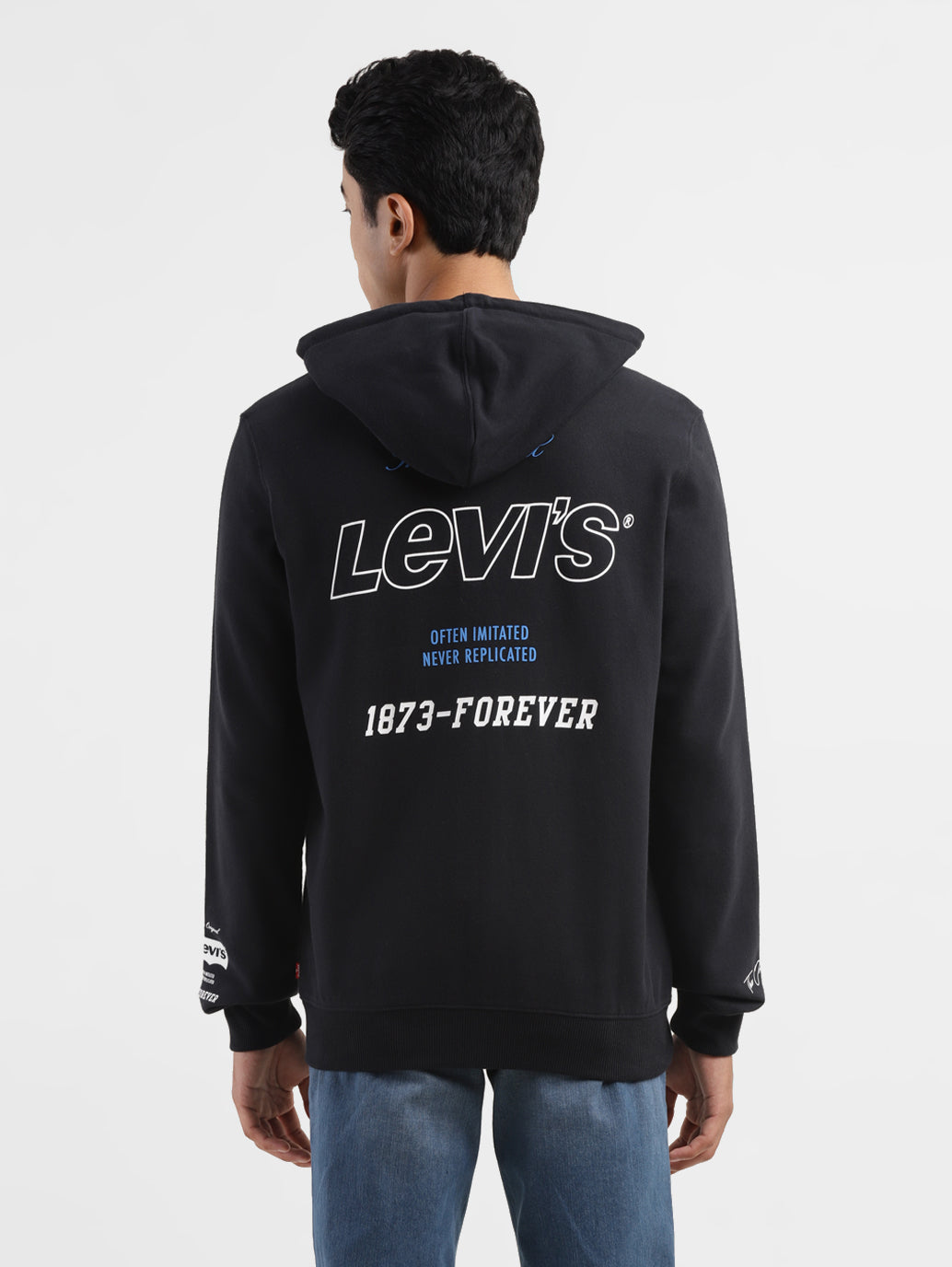 Men's Brand Logo Black Hooded Sweatshirt - 3c967f49-0395-4972-a839-e76f45805eb3 View