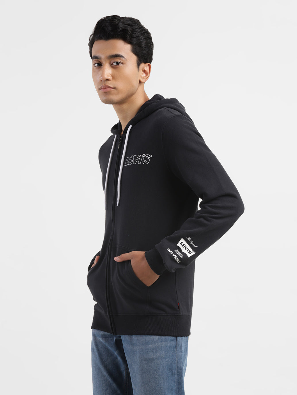 Men's Brand Logo Black Hooded Sweatshirt - c62afe31-f141-40d9-b14c-ca3e5f183931 View