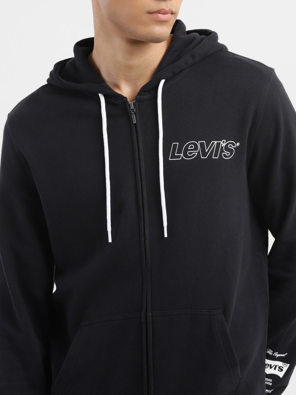 Men's Brand Logo Black Hooded Sweatshirt - 43a534e4-e248-42f7-af85-041809a25382 View