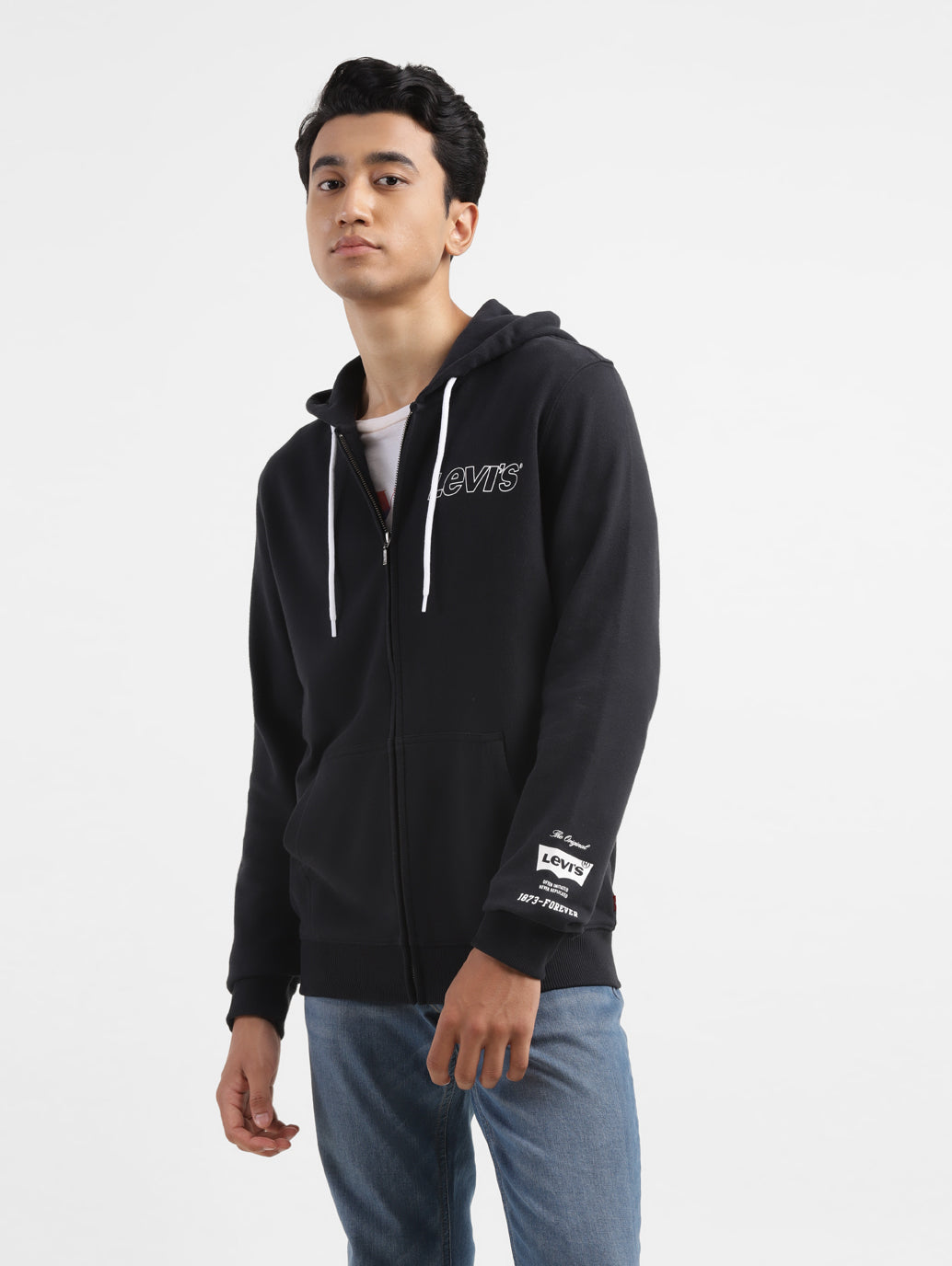 Men's Brand Logo Black Hooded Sweatshirt - cba469f2-4ce3-4473-adaf-b3e0edb91c9d View