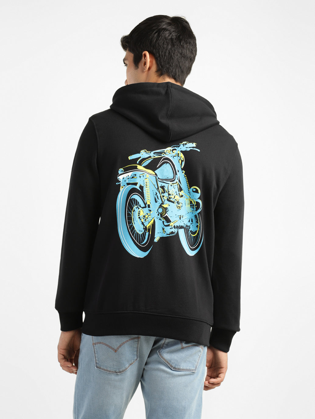 Men's Solid Black Hooded Sweatshirt - 66011fcf-395d-426b-aed6-eebf9ee8fa1e View