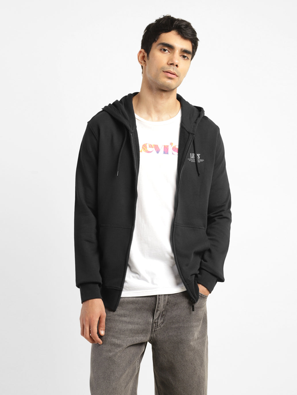 Men's Solid Black Hooded Sweatshirt - 65915676-6dee-4436-9f89-5753b822b4d6 View