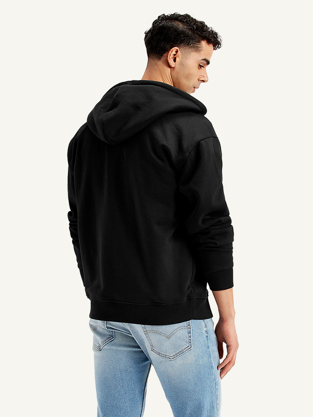 Men's Solid Black Hooded Sweatshirt - 128138dc-3e0e-46e2-95ef-a575afa926ad View