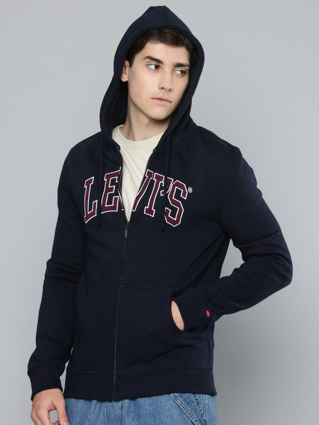 Men's Solid Navy Sweatshirt - 3 View