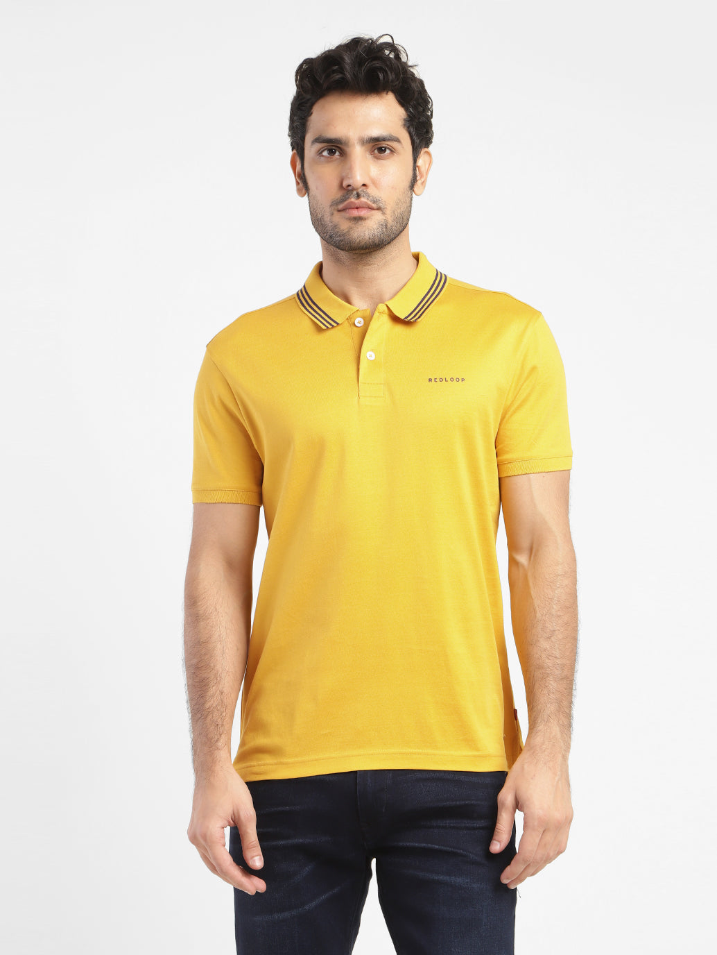 Men's Solid Polo T-shirt Yellow