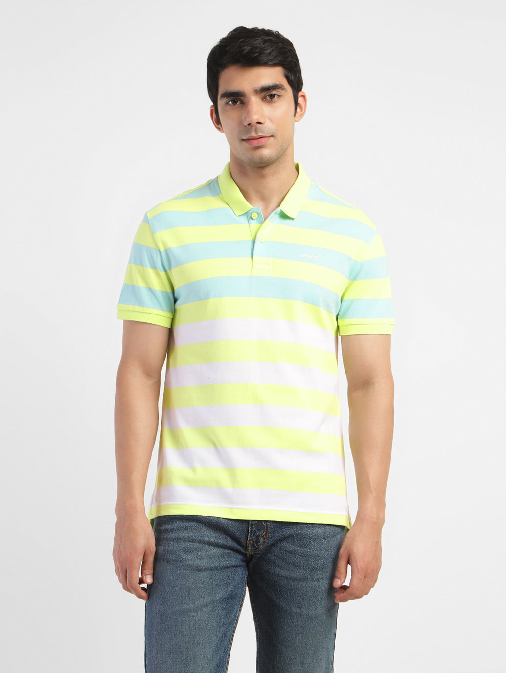 Men's Colorblock Polo T-shirt Yellow - f6c67c2d-0021-4d34-91ea-3c0becd65796 View
