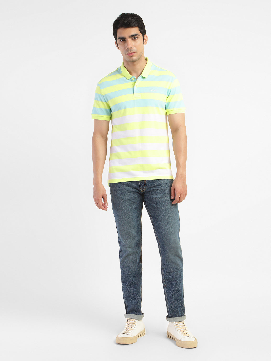 Men's Colorblock Polo T-shirt Yellow - d6a2ec1a-d54f-4d2a-bf23-a9288697ead3 View