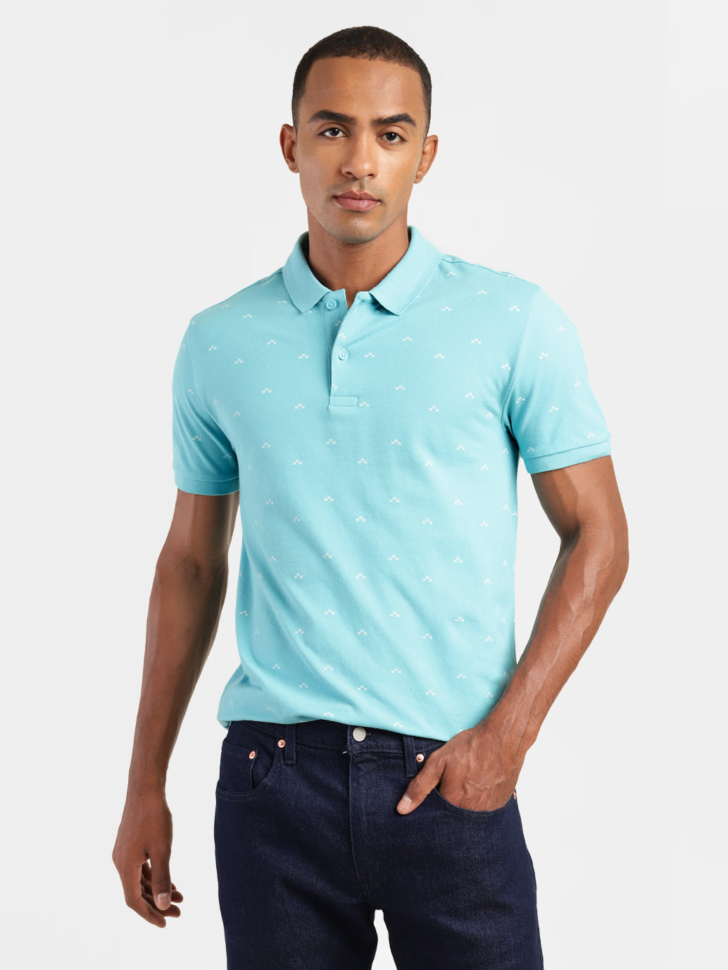 Men's Geometric Print Polo T-shirt - 4e38f804-8047-461c-b444-aa02b4377e0b View