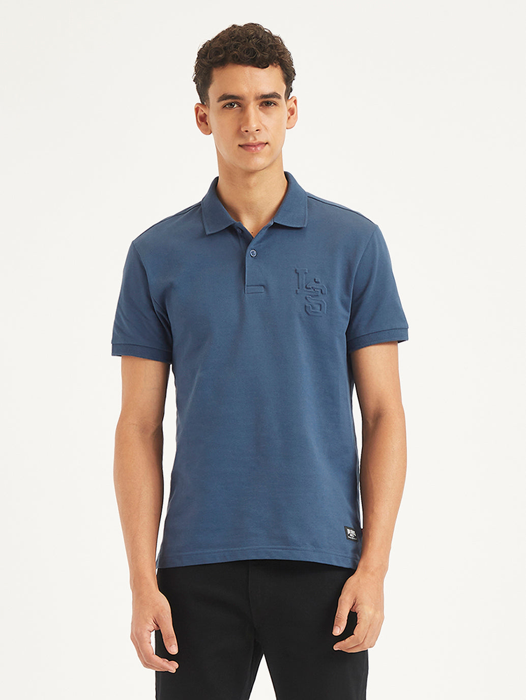 Men's Solid Slim Fit Polo T-Shirt - Front View