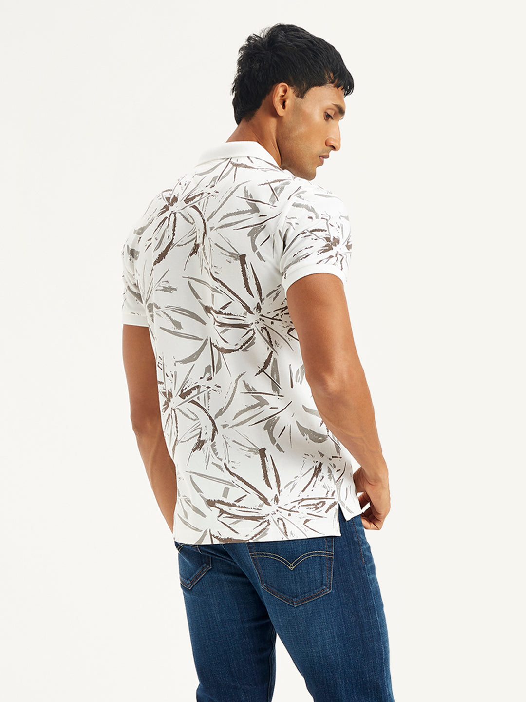Men's All Over Print Slim Fit Polo T-Shirt - Back View