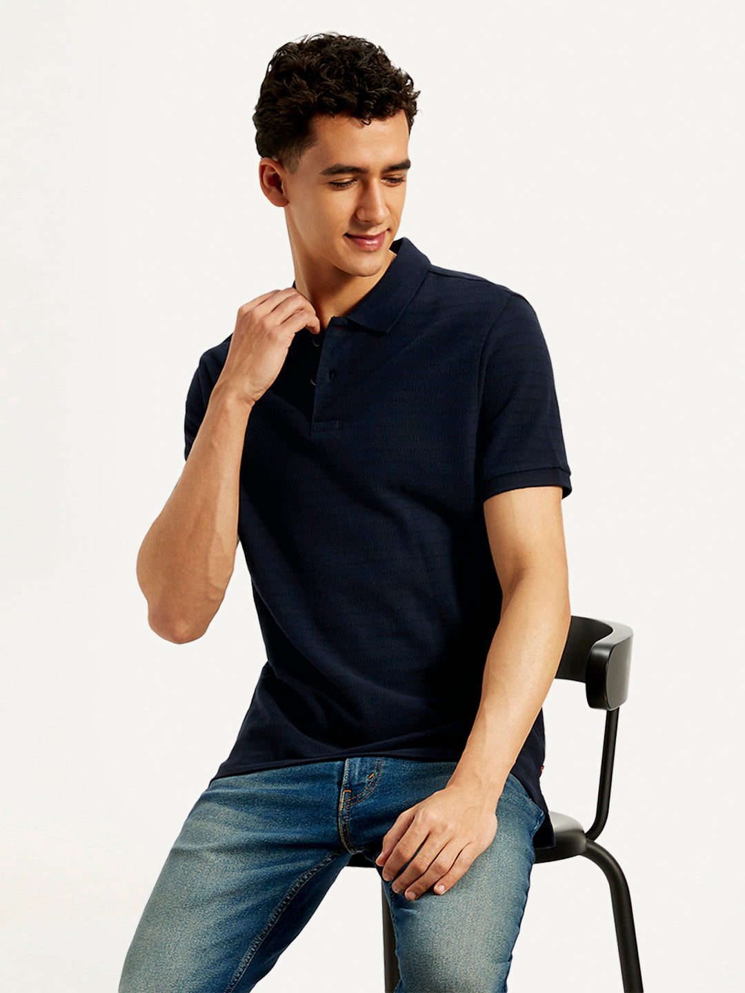 Men's Pin Stripes Slim Fit Polo T-Shirt - Styleshot View