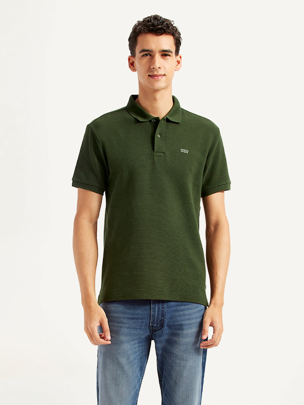 Men's Solid Slim Fit Polo T-shirt - Front View