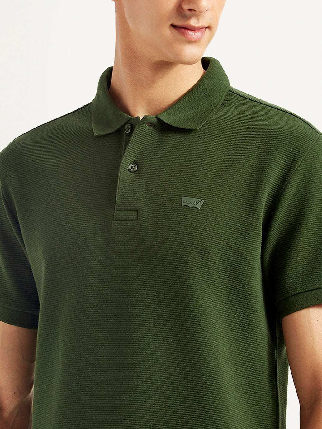 Men's Solid Slim Fit Polo T-shirt - Detail View