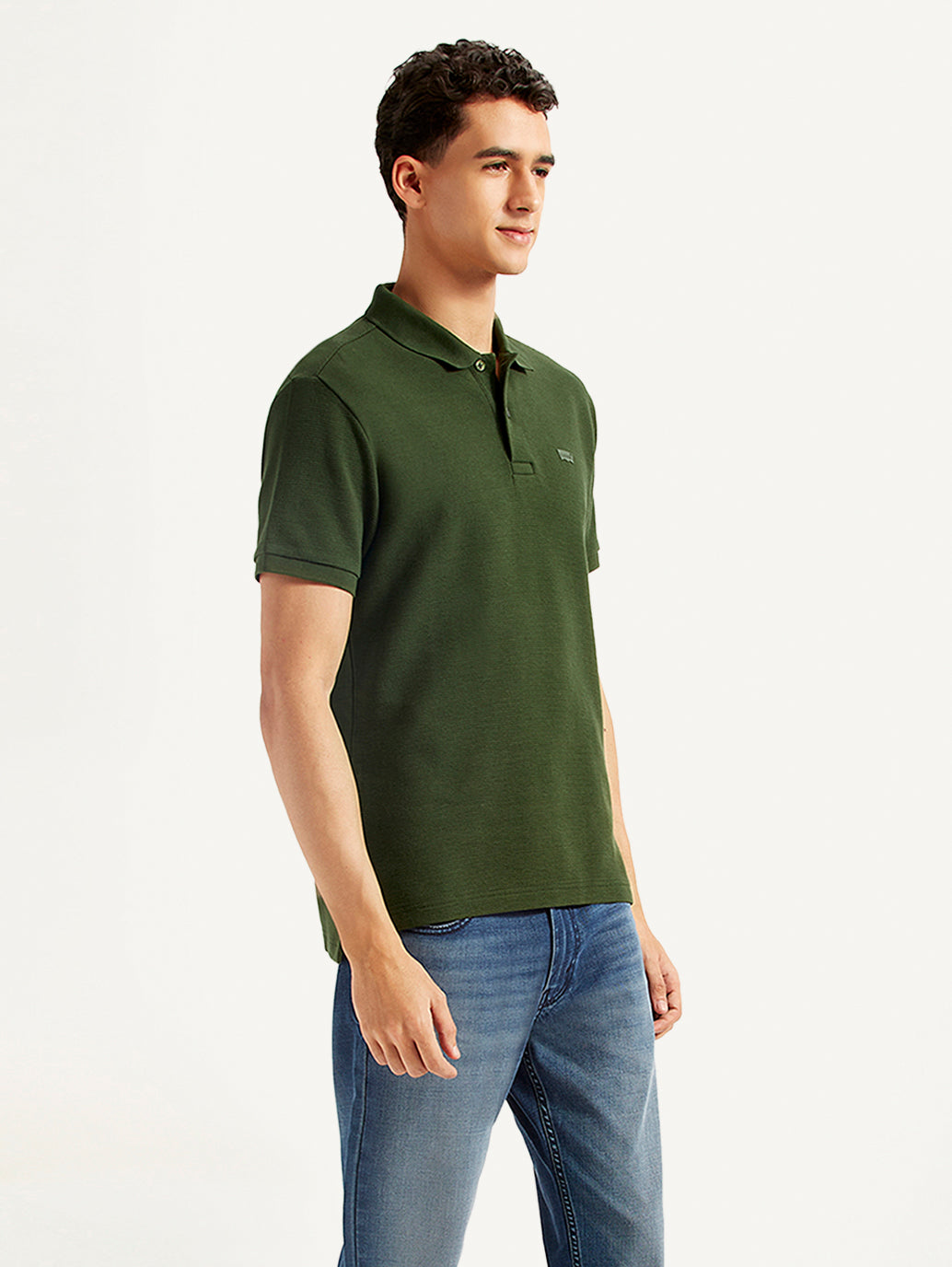 Men's Solid Slim Fit Polo T-shirt - Side View