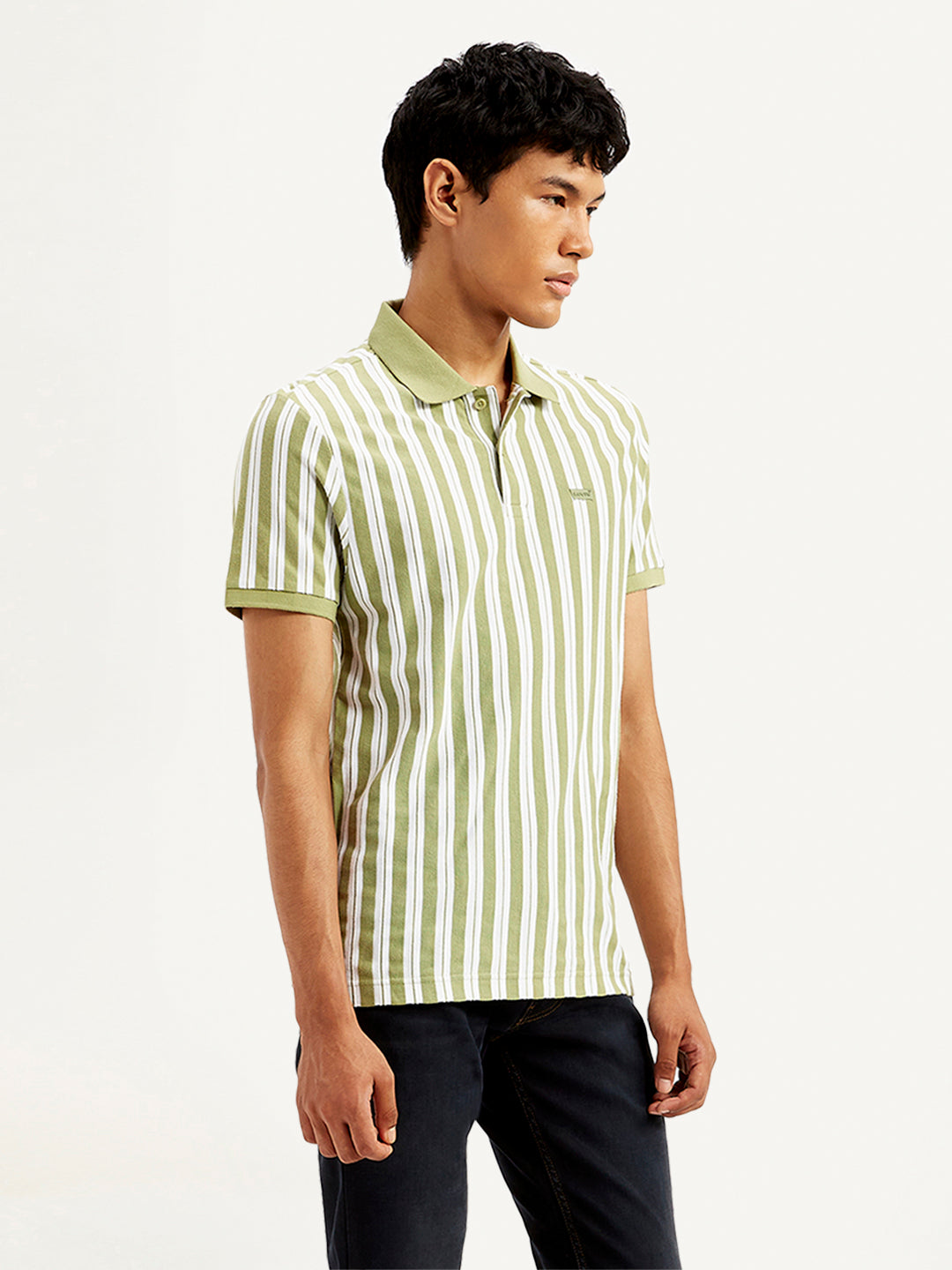 Men's Striped Slim Fit Polo T-Shirt - Side View