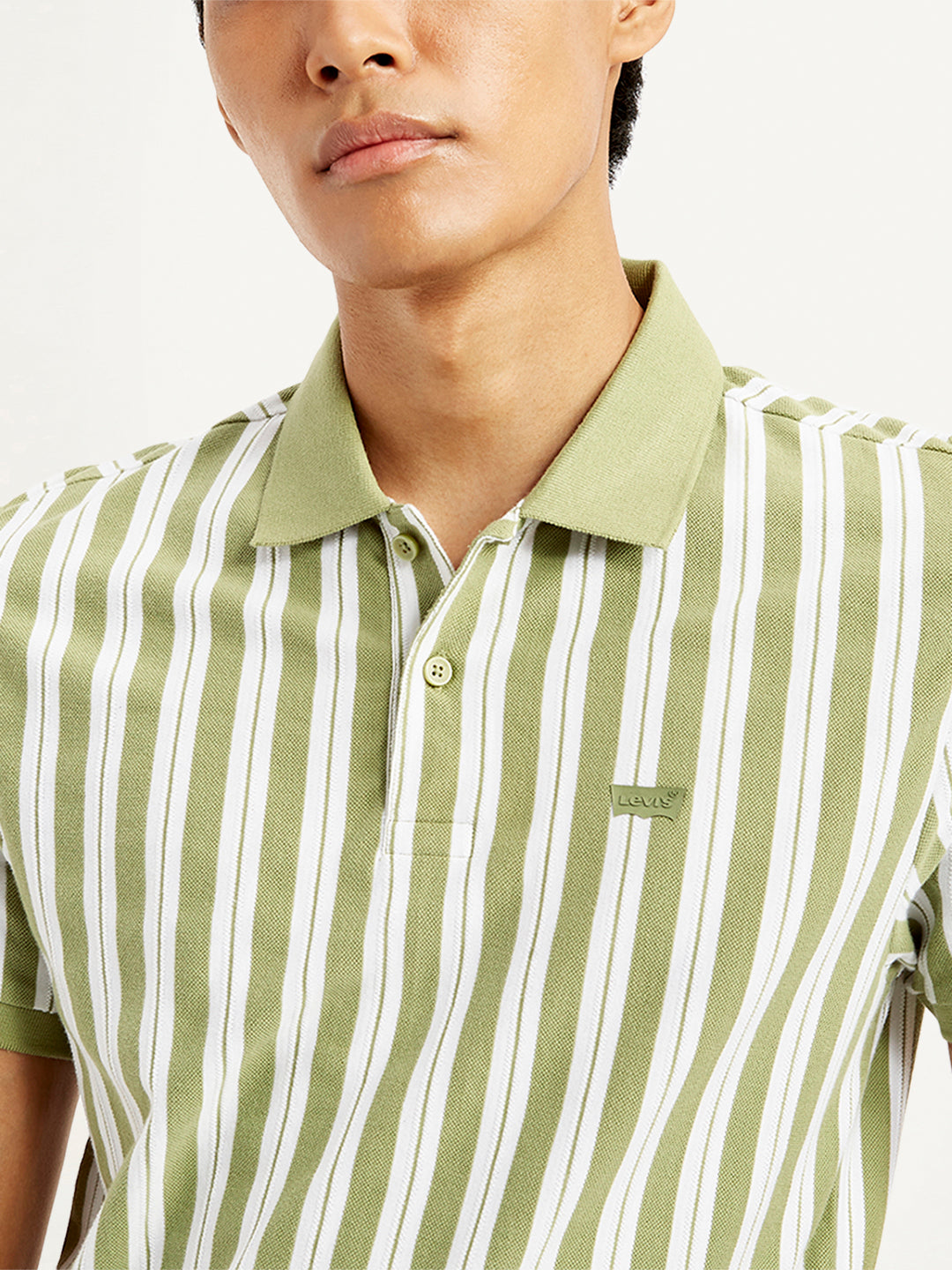 Men's Striped Slim Fit Polo T-Shirt - Detail View