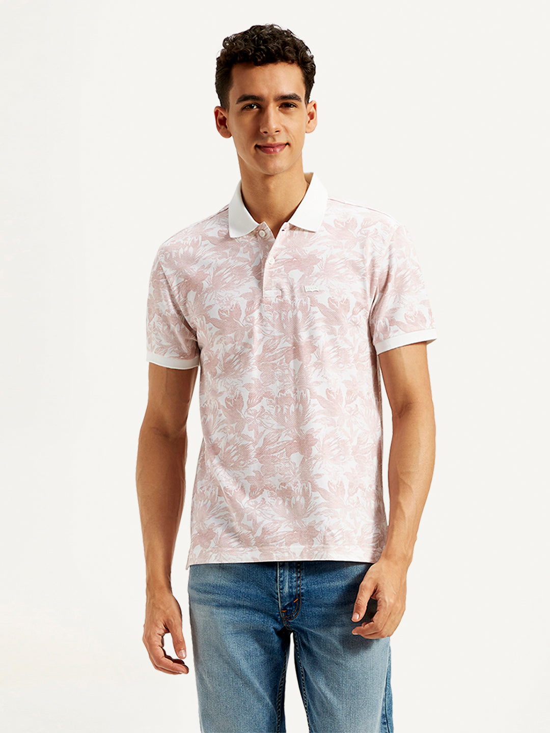 Men's Floral Print Slim Fit Polo T-Shirt - 20 View